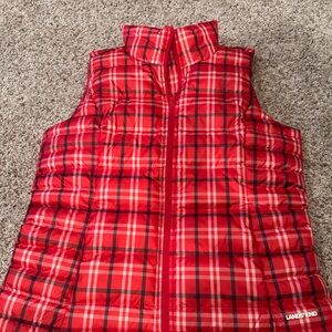Lands' End Vibrant Red Checkered Vest